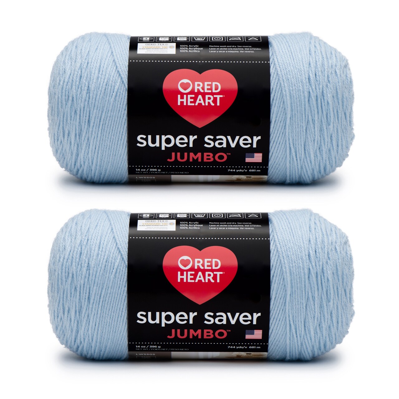Red Heart Super Saver Jumbo Blue Bell Yarn - 2 Pack of 396g/14oz - Acrylic - 4 Medium (Worsted) - 744 Yards - Knitting/Crochet